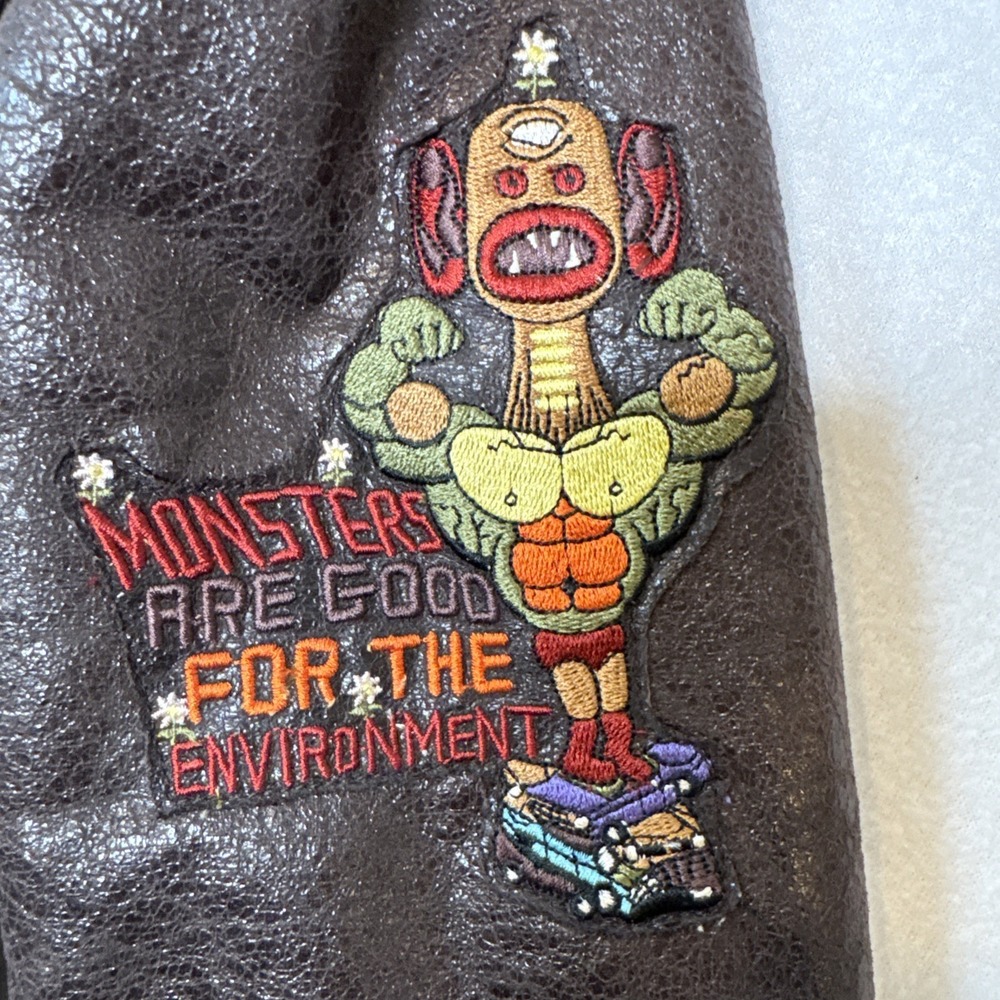 Custo Barcelona Growing Brown Faux Leather Fleece Lined Jacket Youth Size 10 - Picture 4 of 12